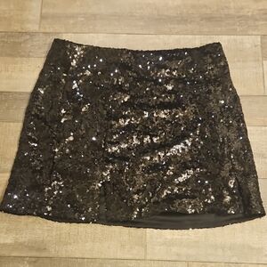 Impressions Sparkling Black Mini Skirt